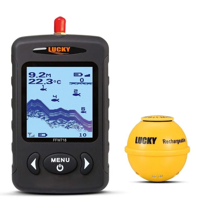 Russisches Menü Wireless Sonar Tragbarer Fischfinder Sensor Echolot Alarm Fluss See Meeresboden Live 135ft/45M