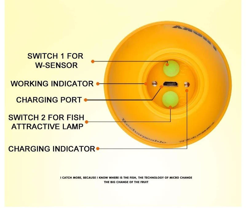 Russisches Menü Wireless Sonar Tragbarer Fischfinder Sensor Echolot Alarm Fluss See Meeresboden Live 135ft/45M