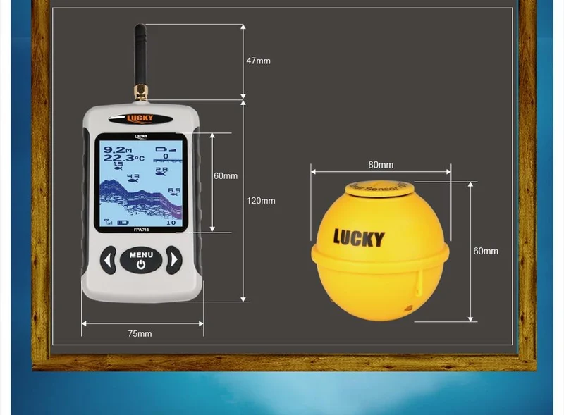 Russisches Menü Wireless Sonar Tragbarer Fischfinder Sensor Echolot Alarm Fluss See Meeresboden Live 135ft/45M