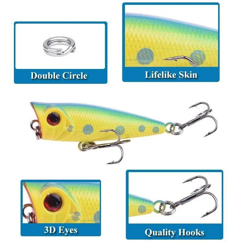 Mini Popper Hartköder Topwater Popper Angelköder 50mm 5g Kunststoff Jerkbait Künstliche Wobbler Swimbait Angelgerät