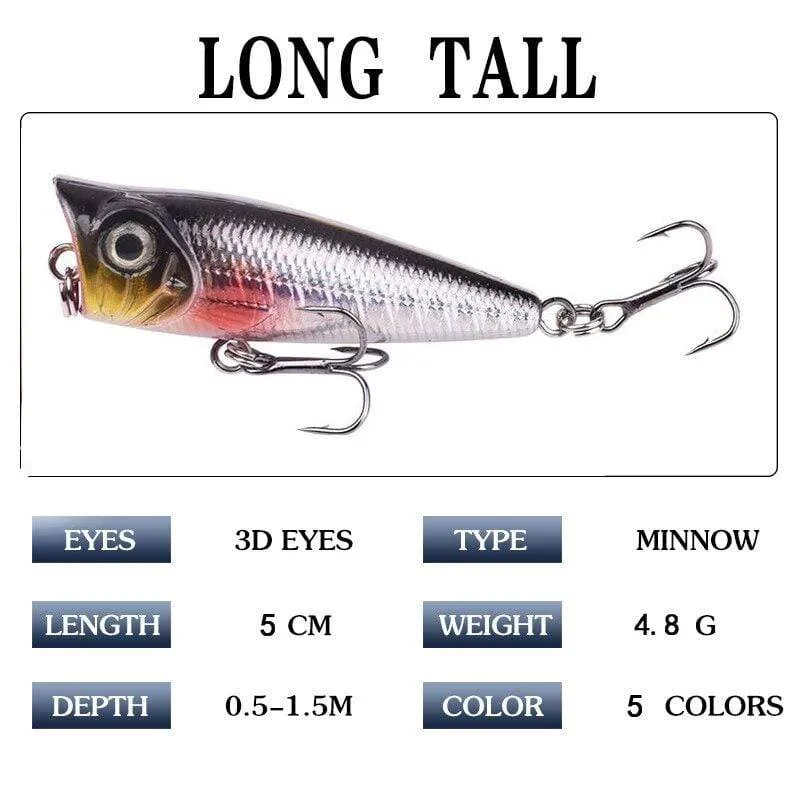 Mini Popper Hartköder Topwater Popper Angelköder 50mm 5g Kunststoff Jerkbait Künstliche Wobbler Swimbait Angelgerät