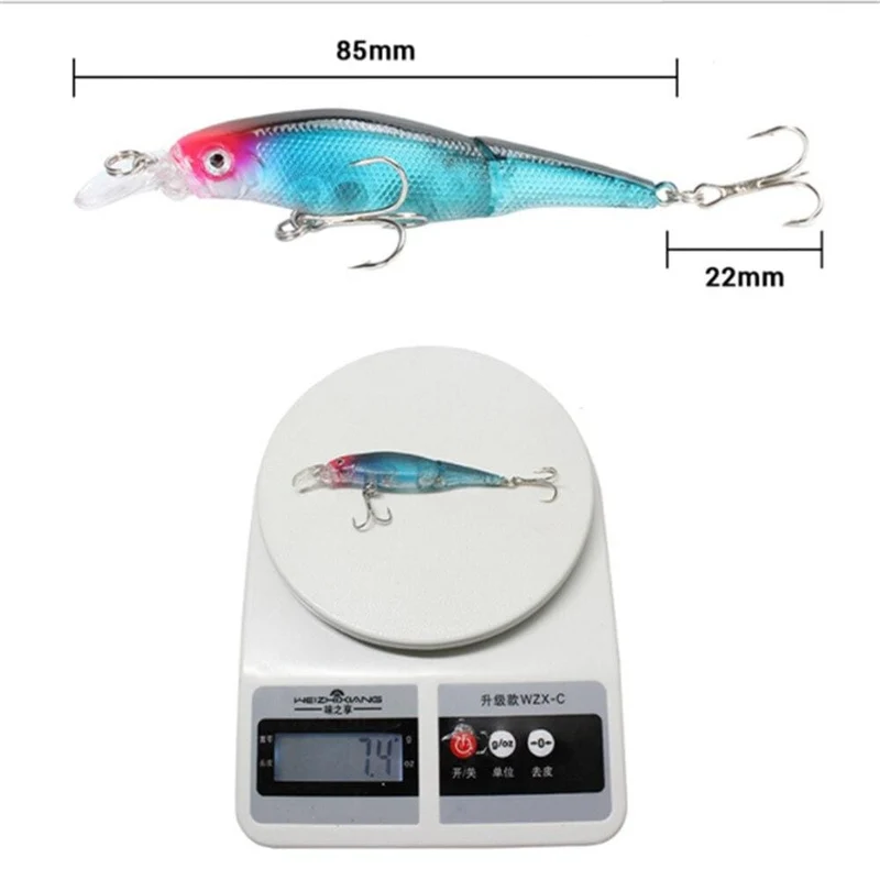 1 STÜCKE Wobbler Hecht Angelköder Multi Jointed Sections Harter Köder 85mm/7.4g Künstlicher Köder Minnow Crankbait Angelgerät Köder