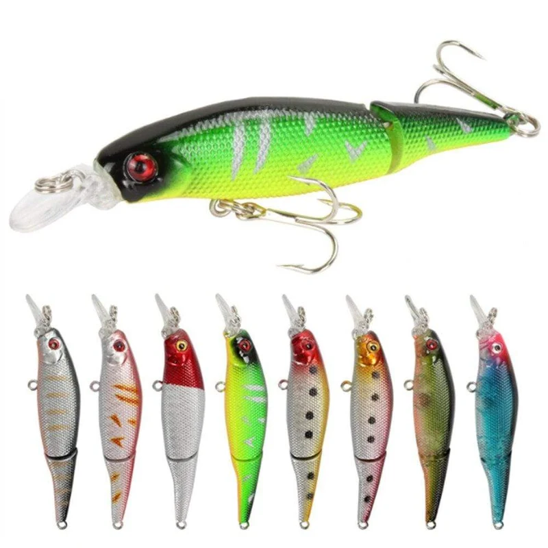 1 STÜCKE Wobbler Hecht Angelköder Multi Jointed Sections Harter Köder 85mm/7.4g Künstlicher Köder Minnow Crankbait Angelgerät Köder
