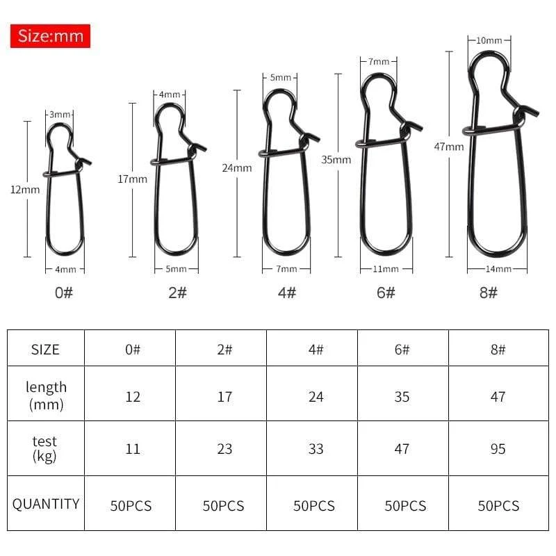 50 stücke Edelstahl Angeln Stecker Schnelle Clip Lock Snap Wirbel Solide Ringe Sicherheit Snaps Angeln Haken Werkzeug Snap