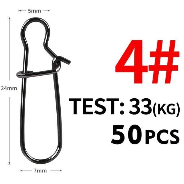 50 stücke Edelstahl Angeln Stecker Schnelle Clip Lock Snap Wirbel Solide Ringe Sicherheit Snaps Angeln Haken Werkzeug Snap