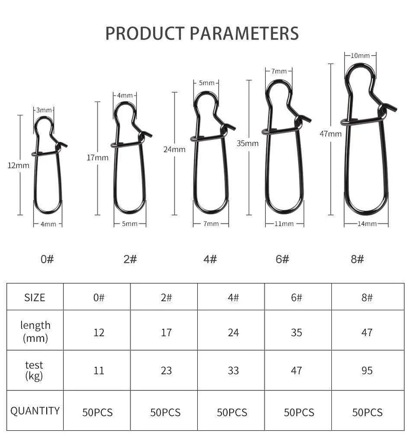 50 stücke Edelstahl Angeln Stecker Schnelle Clip Lock Snap Wirbel Solide Ringe Sicherheit Snaps Angeln Haken Werkzeug Snap
