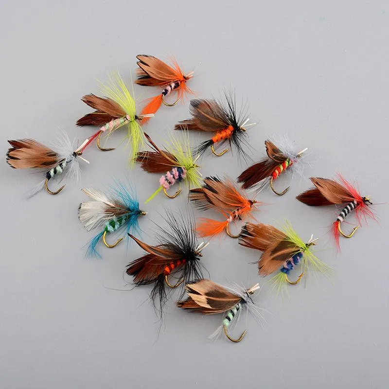 12 Teile/satz Insekten Fliegen Fliegen Angeln Lockt Köder High Carbon Stahl Haken Fisch Tackle Mit Super Geschärfte Kurbel Haken Perfekte lockvogel