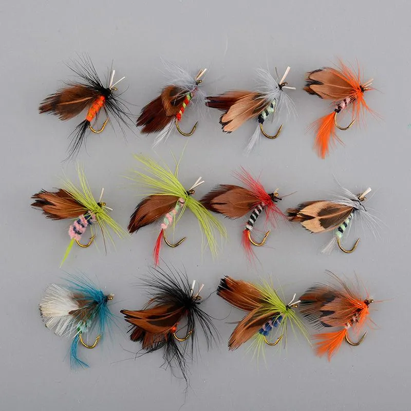 12 Teile/satz Insekten Fliegen Fliegen Angeln Lockt Köder High Carbon Stahl Haken Fisch Tackle Mit Super Geschärfte Kurbel Haken Perfekte lockvogel