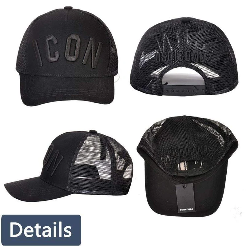 Baumwolle Sommer Baseball Cap für Männer Frauen Stickerei ICON Schwarz Dad Hut Hip Hop DSQ Trucker Cap Hombre Gorras Casquette