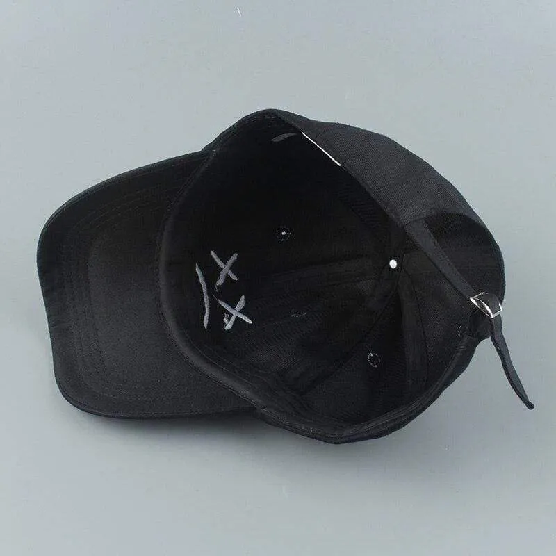 Stickerei 100 % Baumwolle Baseball Cap Trauriges Gesicht Weiß Schwarz Hut Golf Cap Hip Hop Snapback Frauen Männer