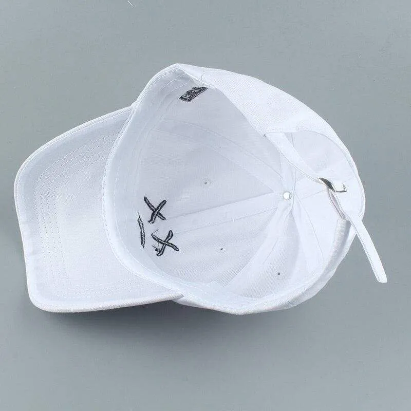 Stickerei 100 % Baumwolle Baseball Cap Trauriges Gesicht Weiß Schwarz Hut Golf Cap Hip Hop Snapback Frauen Männer