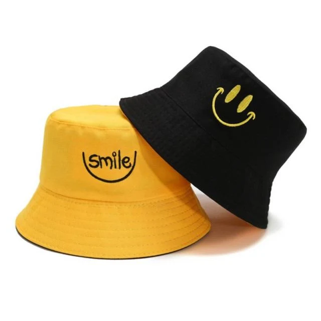 Sommerhüte für Frauen Bob Zweiseitige Unisex Stickerei Bucket Hat Angeln Outdoor Cap Männer Sonnenschutz Hüte Fisherman Chapeau Femme