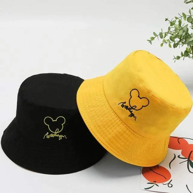 Sommerhüte für Frauen Bob Zweiseitige Unisex Stickerei Bucket Hat Angeln Outdoor Cap Männer Sonnenschutz Hüte Fisherman Chapeau Femme