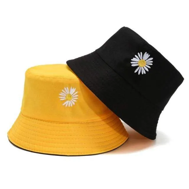 Sommerhüte für Frauen Bob Zweiseitige Unisex Stickerei Bucket Hat Angeln Outdoor Cap Männer Sonnenschutz Hüte Fisherman Chapeau Femme
