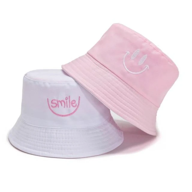 Sommerhüte für Frauen Bob Zweiseitige Unisex Stickerei Bucket Hat Angeln Outdoor Cap Männer Sonnenschutz Hüte Fisherman Chapeau Femme
