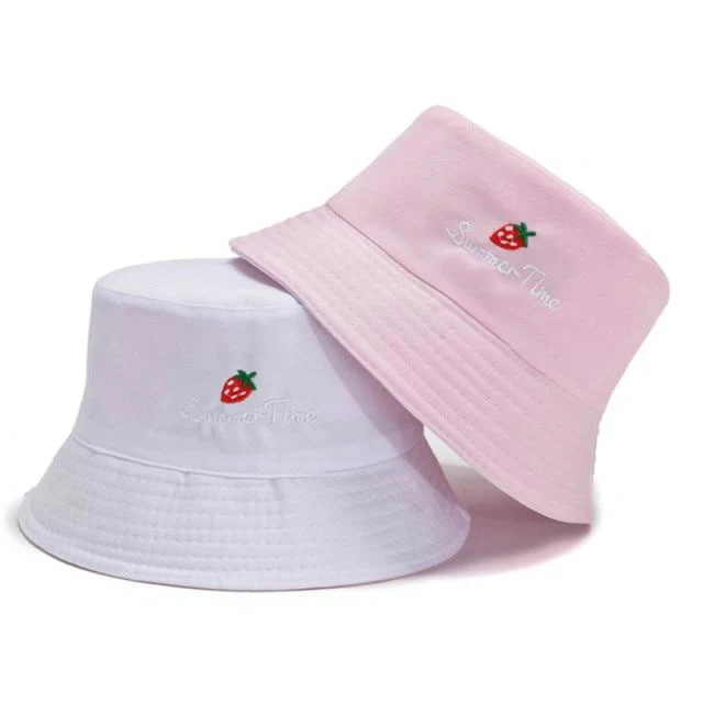 Sommerhüte für Frauen Bob Zweiseitige Unisex Stickerei Bucket Hat Angeln Outdoor Cap Männer Sonnenschutz Hüte Fisherman Chapeau Femme