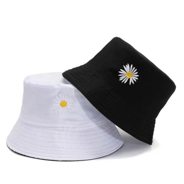 Sommerhüte für Frauen Bob Zweiseitige Unisex Stickerei Bucket Hat Angeln Outdoor Cap Männer Sonnenschutz Hüte Fisherman Chapeau Femme