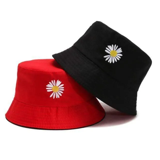 Sommerhüte für Frauen Bob Zweiseitige Unisex Stickerei Bucket Hat Angeln Outdoor Cap Männer Sonnenschutz Hüte Fisherman Chapeau Femme