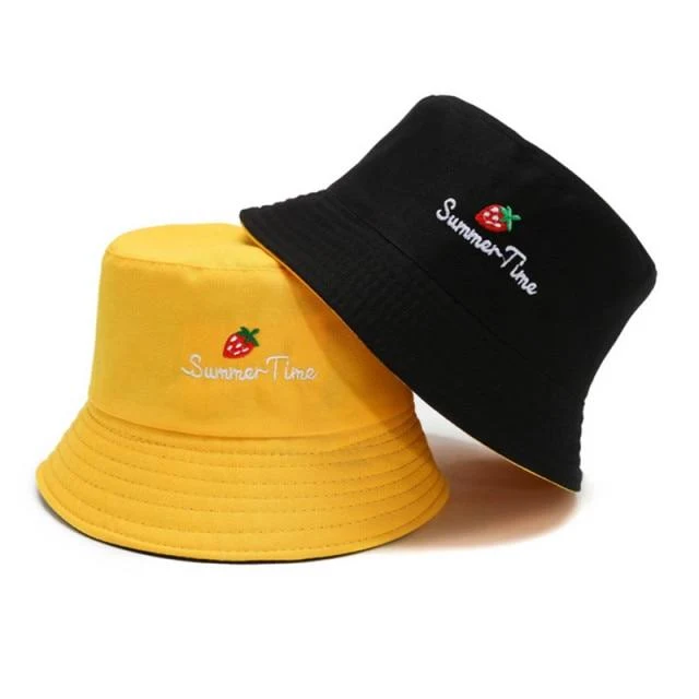 Sommerhüte für Frauen Bob Zweiseitige Unisex Stickerei Bucket Hat Angeln Outdoor Cap Männer Sonnenschutz Hüte Fisherman Chapeau Femme