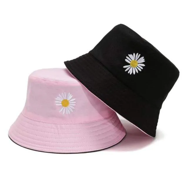 Sommerhüte für Frauen Bob Zweiseitige Unisex Stickerei Bucket Hat Angeln Outdoor Cap Männer Sonnenschutz Hüte Fisherman Chapeau Femme