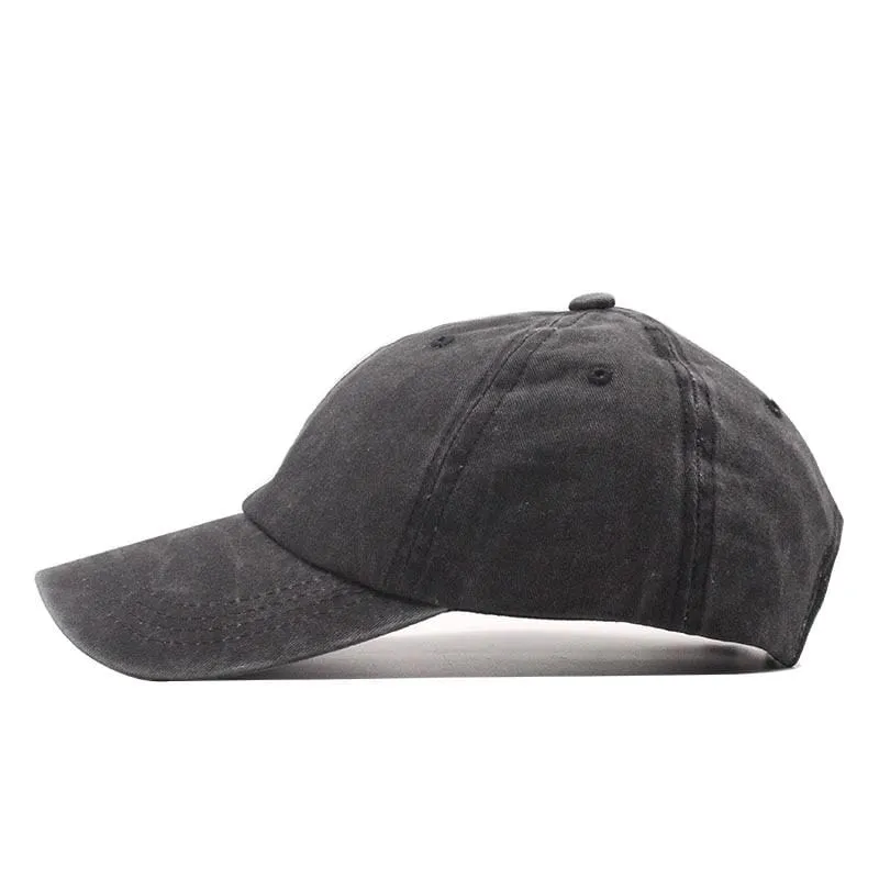 Baseballkappe aus gewaschener Baumwolle, verstellbar, einfarbig, Unisex-Paarkappe, modische Freizeit-Papa-Mütze, Snapback-Kappe