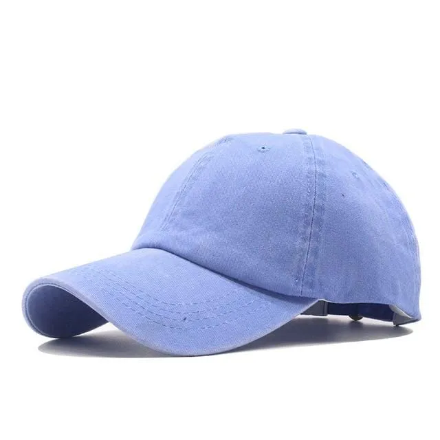 Baseballkappe aus gewaschener Baumwolle, verstellbar, einfarbig, Unisex-Paarkappe, modische Freizeit-Papa-Mütze, Snapback-Kappe