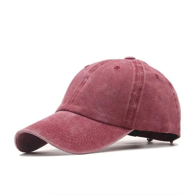 Baseballkappe aus gewaschener Baumwolle, verstellbar, einfarbig, Unisex-Paarkappe, modische Freizeit-Papa-Mütze, Snapback-Kappe