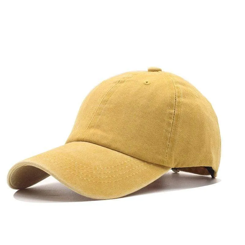 Baseballkappe aus gewaschener Baumwolle, verstellbar, einfarbig, Unisex-Paarkappe, modische Freizeit-Papa-Mütze, Snapback-Kappe