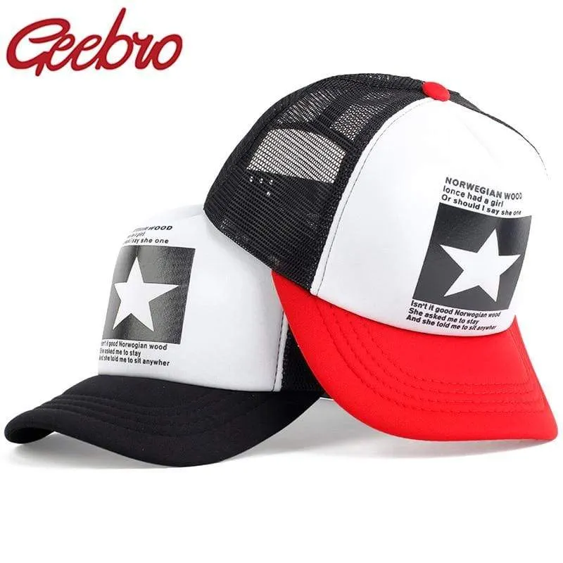 Fünf-Sterne-Muster Baseball-Cap Frauen Outdoor Baseball-Mütze Atmungsaktiv Männer Frauen Sommer Mesh Caps Snapback Gorras