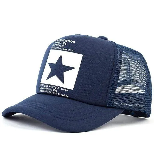 Fünf-Sterne-Muster Baseball-Cap Frauen Outdoor Baseball-Mütze Atmungsaktiv Männer Frauen Sommer Mesh Caps Snapback Gorras