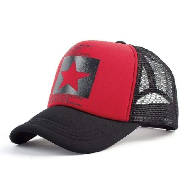 Fünf-Sterne-Muster Baseball-Cap Frauen Outdoor Baseball-Mütze Atmungsaktiv Männer Frauen Sommer Mesh Caps Snapback Gorras