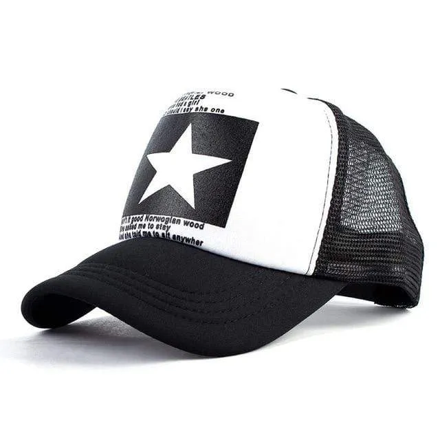 Fünf-Sterne-Muster Baseball-Cap Frauen Outdoor Baseball-Mütze Atmungsaktiv Männer Frauen Sommer Mesh Caps Snapback Gorras