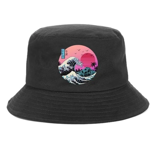 Strand-Bucket-Cap, Unisex-Baumwoll-Bucket-Hüte, Damen und Herren, Sommer-Sonnenschutzhut, einfarbig, Sonnenhaube, Outdoor-Fischerhut