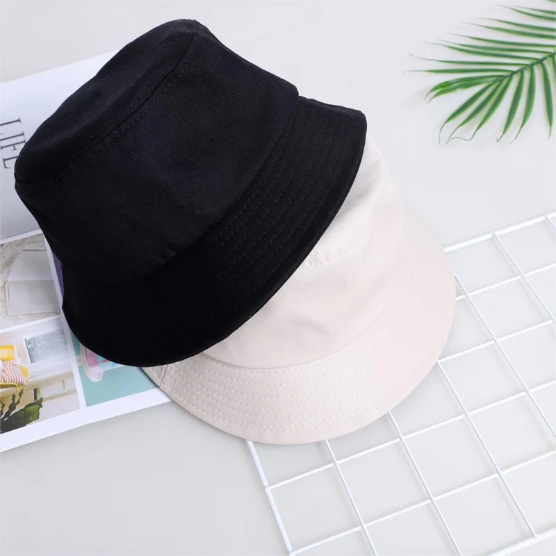 Strand-Bucket-Cap, Unisex-Baumwoll-Bucket-Hüte, Damen und Herren, Sommer-Sonnenschutzhut, einfarbig, Sonnenhaube, Outdoor-Fischerhut