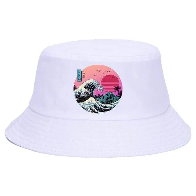 Strand-Bucket-Cap, Unisex-Baumwoll-Bucket-Hüte, Damen und Herren, Sommer-Sonnenschutzhut, einfarbig, Sonnenhaube, Outdoor-Fischerhut