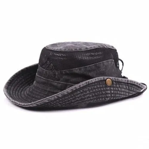 Herren Kappe Sommer Mesh Atmungsaktive Retro 100% Baumwolle Eimer Hut Panama Dschungel Angeln Hüte Neuheit Papas Strand Kappe