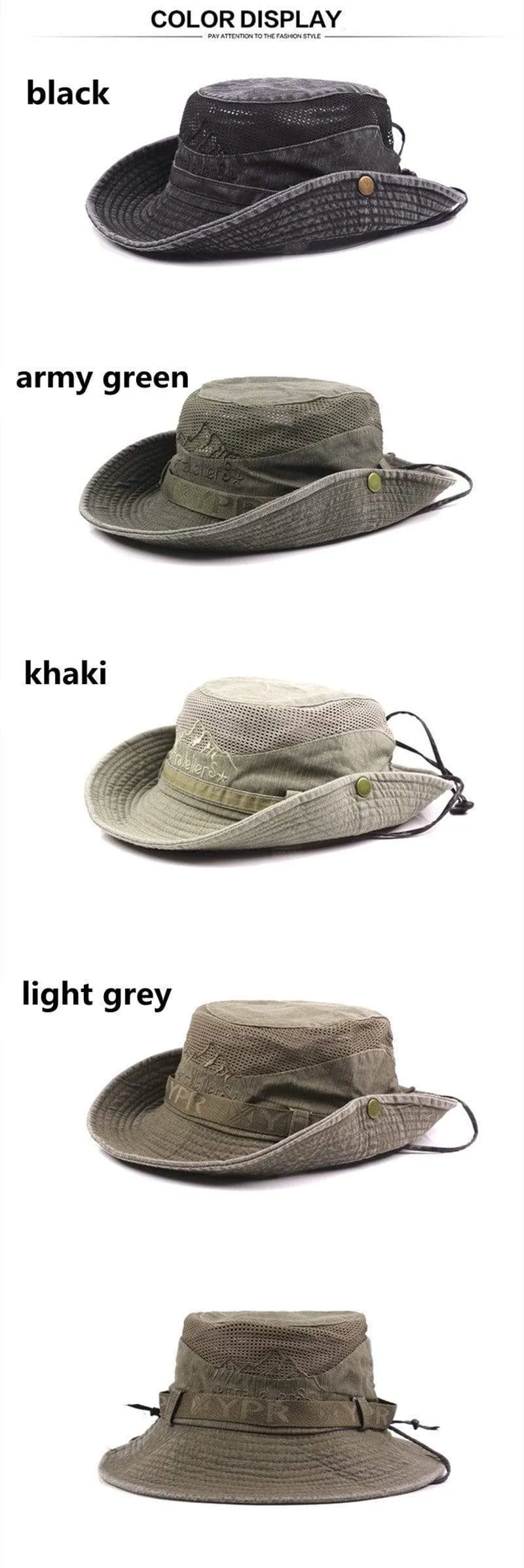 Herren Kappe Sommer Mesh Atmungsaktive Retro 100% Baumwolle Eimer Hut Panama Dschungel Angeln Hüte Neuheit Papas Strand Kappe