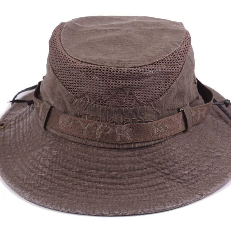 Herren Kappe Sommer Mesh Atmungsaktive Retro 100% Baumwolle Eimer Hut Panama Dschungel Angeln Hüte Neuheit Papas Strand Kappe