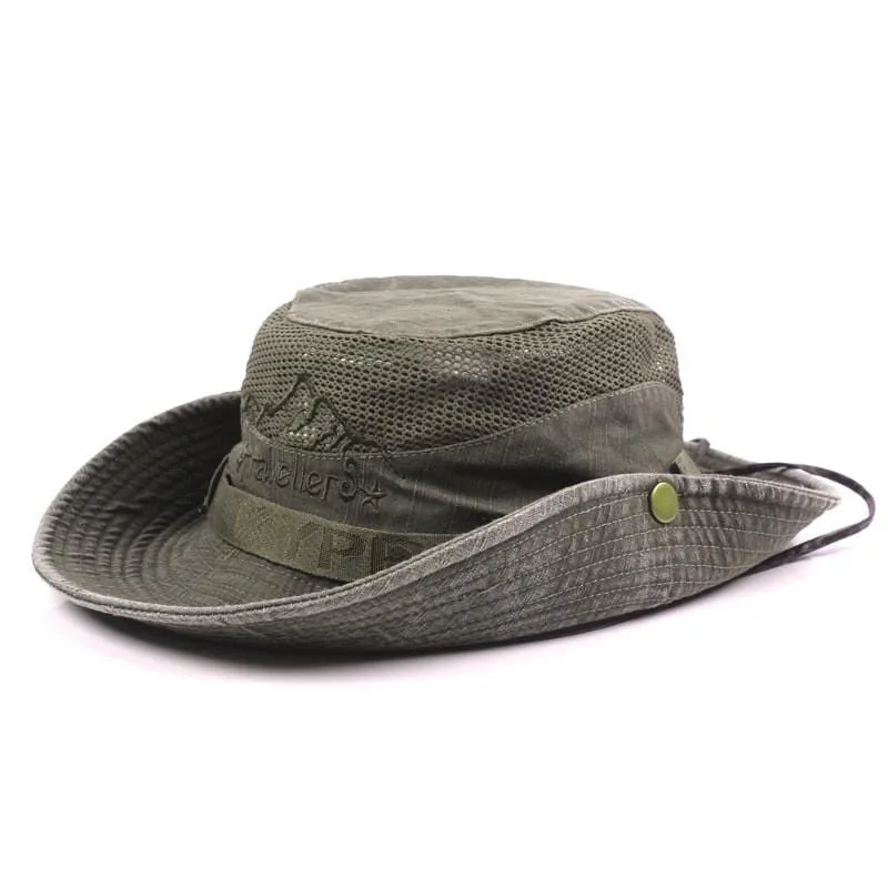 Herren Kappe Sommer Mesh Atmungsaktive Retro 100% Baumwolle Eimer Hut Panama Dschungel Angeln Hüte Neuheit Papas Strand Kappe