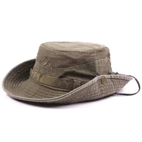 Herren Kappe Sommer Mesh Atmungsaktive Retro 100% Baumwolle Eimer Hut Panama Dschungel Angeln Hüte Neuheit Papas Strand Kappe