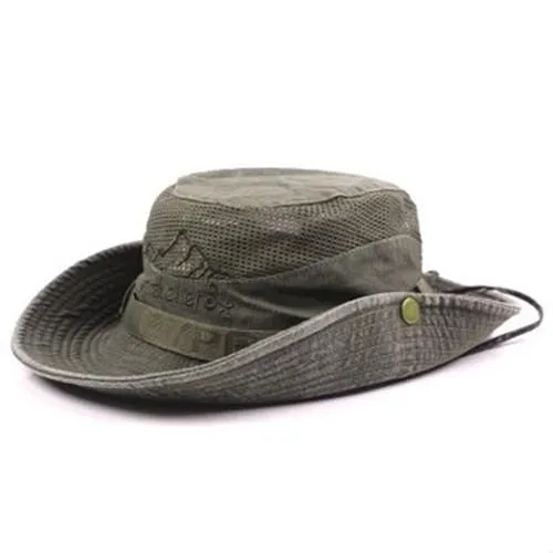 Herren Kappe Sommer Mesh Atmungsaktive Retro 100% Baumwolle Eimer Hut Panama Dschungel Angeln Hüte Neuheit Papas Strand Kappe