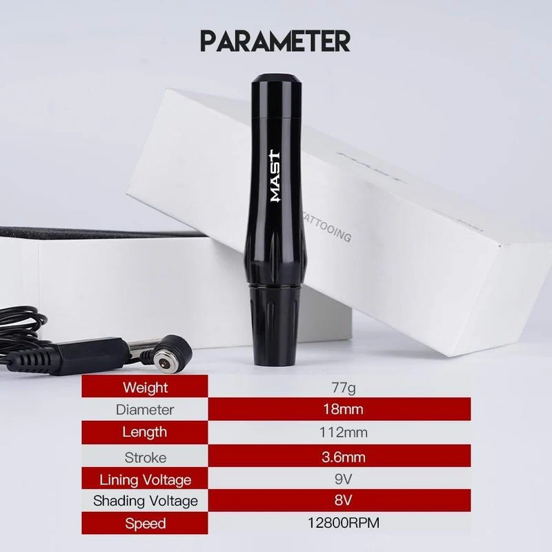 Mast Magnetic Tattoo Machine Pen Permanent Make-up Kit mit OLED Display Netzteil für Kartuschennadeln Tattoo Supplies Set