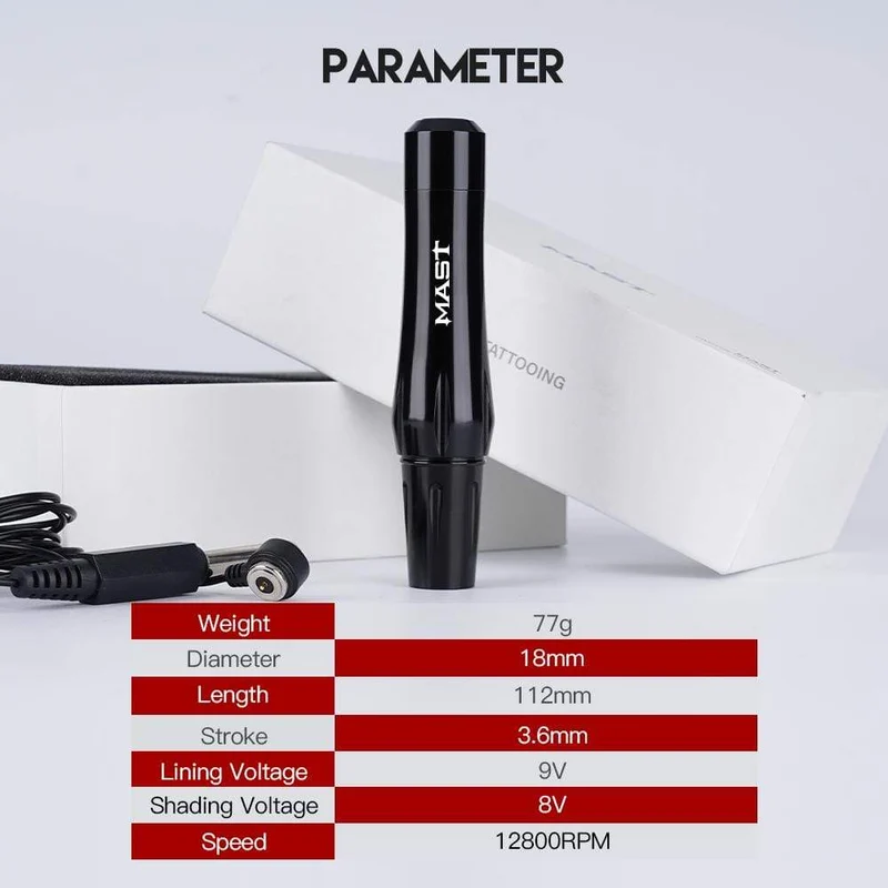 Mast Magnetic Tattoo Machine Pen Permanent Make-up Kit mit OLED Display Netzteil für Kartuschennadeln Tattoo Supplies Set