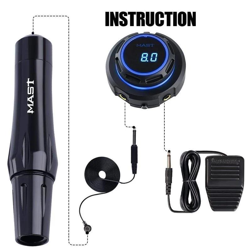 Mast Magnetic Tattoo Machine Pen Permanent Make-up Kit mit OLED Display Netzteil für Kartuschennadeln Tattoo Supplies Set