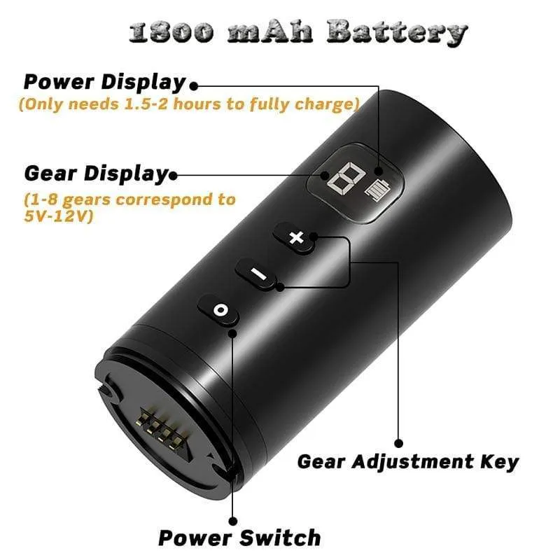 Tragbarer kabelloser Tattoo-Stift, starker kernloser Motor, abnehmbares Design, 1800 mAh Lithium-Akku, schnelle Aufladung