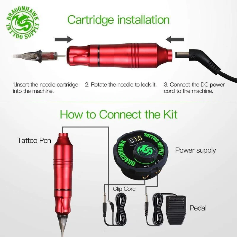 Tattoo Permanent Make-up Set Rotary Pen Maschine Tattoo Kits Mini Power Pedal Tattoo Studio Sortiment