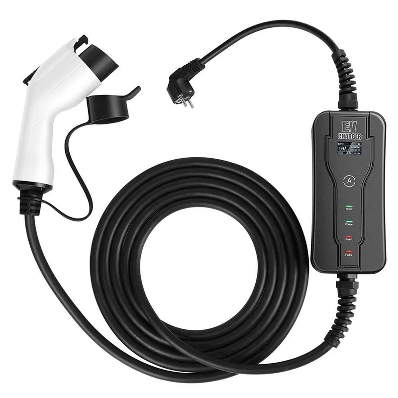 GKFLY Typ 1 und Typ 2 EV-Ladegerät J1772 16A Ladegerät für Elektrofahrzeuge Tragbares Smart Auto-Ladegerät für den Heimgebrauch in hoher Qualität