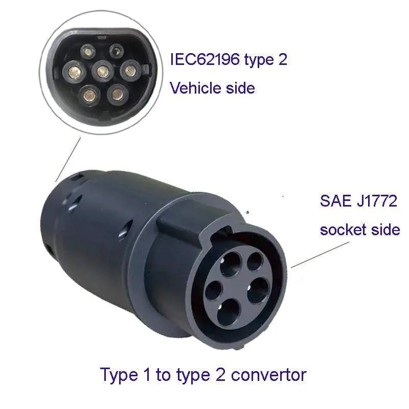 EV-Ladeadapter, 32 A, EV-Ladeanschluss, Typ 1 bis Typ 2, SAEJ1772 bis IEC62196