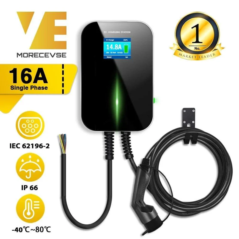 16A 1Phase EVSE Wallbox EV Ladegerät Elektrofahrzeug Ladestation mit Typ 2 Kabel IEC 62196-2 für Audi MINI Cooper Smart