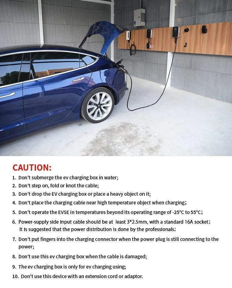 16A 1Phase EVSE Wallbox EV Ladegerät Elektrofahrzeug Ladestation mit Typ 2 Kabel IEC 62196-2 für Audi MINI Cooper Smart
